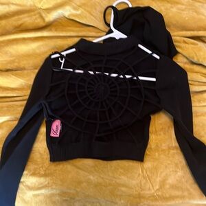 COPY - Vixen by Micheline Pitt reversible crop spiderweb sweater available
